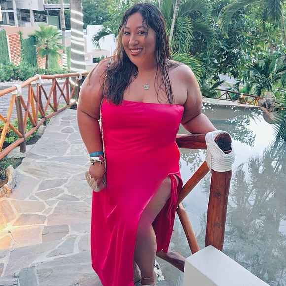 Peppermayo Fuchsia Satin Dress - Picture 1 of 4